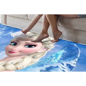 Alfombra Infantil Elsa para Habitación de Niña, Alfombra de Chenilla Azul con Estampado 3D, Alfombra de Lana con Diseño de Patchwork, Respaldo de Látex Ecológico - Product Image 4