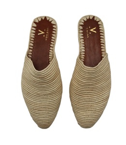 Moroccan Handmade <b>Shoes</b> Made of Natural Raffia Vegan Women Raffia Slipper for Beach Coustmized Natural Raffia slippers - Product Image 1