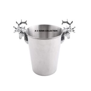 Seau à champagne en argent avec poignée latérale Tête de renne Forme Design Party Catering & Events Outil Refroidisseur de glace pour restaurant - Product Image 4
