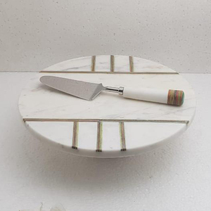 Soporte de pastel de mármol y metal de lujo personalizado para hoteles y restaurantes en casa plato de pastel de mármol con fábrica de metal al por mayor - Product Image 5