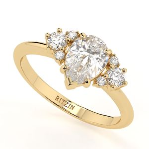 แหวนหมั้นหิน7ก้อนสำหรับผู้หญิงลูกแพร์1.00CT ตัดเพชร - Product Image 6