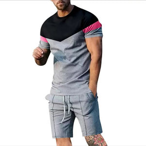 Conjunto de Dos Piezas de Verano para Hombre, de Alta Calidad, Casual, Estampado, Transpirable, de Secado Rápido, Camiseta de Manga Corta y Pantalones Cortos, Venta al Por Mayor - Product Image 1