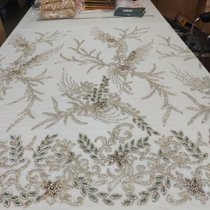 Most Selling Breathable Cotton <b>Fabric</b> with Hand <b>Beaded</b> Embellishment for Spring Summer Fashion Collections Available for sale - Product Image 1
