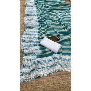 Magnifique nouvelle variété d'élégance habillage tendance Georgette Saree Blouse avec impression et broderie Exportateur mondial - Product Image 1