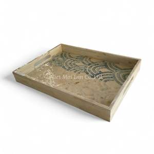 Plateau de service décoratif en nacre du Vietnam fait à la main, écologique, incrustation de coquillages naturels, décoration d'intérieur - Product Image 3