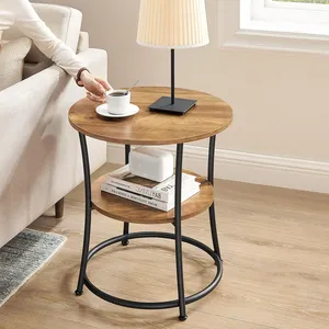 โต๊ะกาแฟงานประดิษฐ์โลหะหรูหราทันสมัยพร้อมไม้แข็งด้านบนขาโลหะที่มั่นคงดีไซน์กลมสำหรับใช้ในห้องนั่งเล่นสำนักงาน - Product Image 5