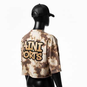 Camiseta corta de algodón premium para mujer, 180 GSM, teñido anudado, tela suave y transpirable con logotipo bordado, camiseta para mujer - Product Image 5