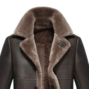 เสื้อโค้ทหนังแกะแท้สีน้ำตาลคุณภาพสูง 100% รุ่นพรีเมียม OEM ปี 2025 สำหรับผู้ชาย ราคาขายส่ง ระบายอากาศได้ดี เหมาะสำหรับฤดูหนาว พร้อมระบบทำความร้อน - Product Image 3