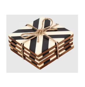 Protección de madera y mármol Juegos de posavasos de la más alta calidad con efecto océano Posavasos de madera cuadrado decorativo a un precio económico - Product Image 4