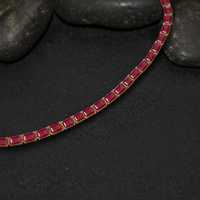 Bracelet tennis en argent sterling avec pierre précieuse octogonale en rubis rouge naturel, fait main, luxe, qualité exclusive, certifié GIA, plaqué rhodium