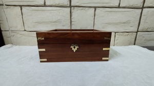 Latest Design Wooden Cremation Urn With Photo Frame on Top Dark Polished Human <b>Ashes</b> <b>Box</b> by Brassworld India - Product Image 6