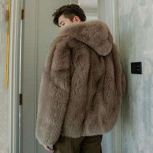 Les dernières vestes en fausse fourrure européennes, vestes en fourrure et cuir pour hommes, une pièce, avec capuche, sont très populaires. - Product Image 6