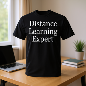 Camiseta de experto en aprendizaje a distancia, unisex, para adultos, de algodón negro - Product Image 3