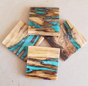 Elegantes juegos de posavasos de resina de madera con patrones de remolino artístico para posavasos de tiendas de regalos de diseñador Juego de 4 - Product Image 4