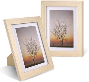 Cadres photo en bois de manguier brun avec tapis de cadre photo en bois de noyer pour cadres en métal de bureau de galerie murale - Product Image 2