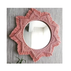 Wholesale Price Macrame Wall <b>Mirror</b> Natural Finishing Christmas Decoration Wall Mounted <b>Mirror</b> Attractive Looks for Home Decor - Product Image 1