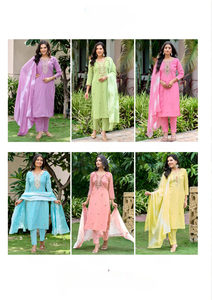 Ensemble de fête 3 pièces pour adultes en pur coton brodé Kurti avec poche et Dupatta - Product Image 6