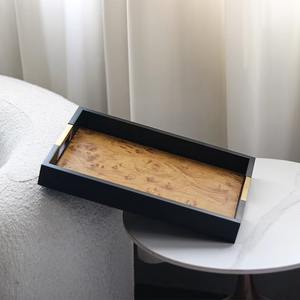 Plateau de service en bois noir pour collations à thé et café Plateau élégant fait main pour table à manger de cuisine et usage décoratif à la maison - Product Image 2