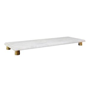 Elegant scalloped <b>marble</b> tray with wooden feet perfect for serving drinks or a decorative piece adds a sophisticated touch space - Product Image 6