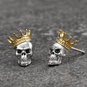 Jeulia Sterling Silver Skull <b>King</b> <b>Crown</b> Earrings with Diamond and Pearl - Product Image 5
