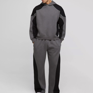 Survêtements décontractés d'hiver légers à capuche pour hommes, vêtements de course, cordon de serrage, respirant, séchage rapide, uni, poches latérales personnalisées, complet - Product Image 1