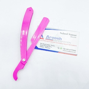 Maquinilla de afeitar recta Manual de acero inoxidable sólido de alta calidad, maquinilla de afeitar profesional de Color rosa, venta al por mayor sostenible - Product Image 1