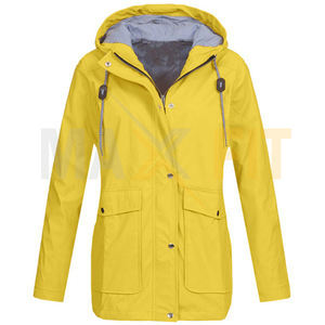 Maxfit เสื้อโค้ทกันน้ำมีฮู้ดสำหรับผู้ชาย, เสื้อแจ็คเก็ตผ้าใบสีล้วนคอตั้งกันลมฤดูหนาว - Product Image 1