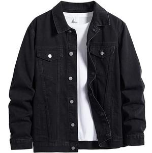 Veste en jean unie de dernière génération pour hommes, logo personnalisé OEM, mode, boutons d'hiver, fermeture à boutons, jean vintage noir délavé - Product Image 1