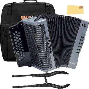 Accordéon Hohnerrs Corona C-II F/Bb/Eb prêt à être expédié - Pack vert et or avec housse de transport, sangles réglables et Austin Bazaar - Product Image 1