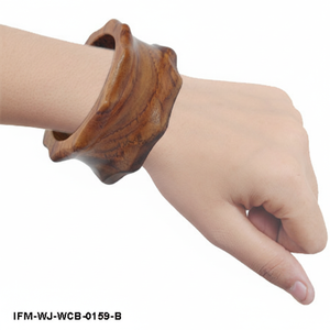 Brazalete de Madera Maciza Natural Tallado a Mano, Ecológico, Estilo Boho, para Mujer - Product Image 6