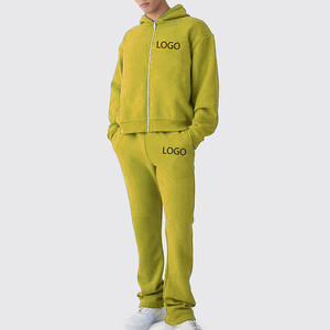 Conjunto Deportivo Personalizado con Logotipo, Sudadera con Capucha y Pantalones de Chándal de Algodón, 2 Piezas, Ropa Deportiva Urbana para Hombre - Product Image 1