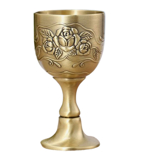 Fabrication indienne gravé Design verre à vin calice royal religieux tasse en métal avec support vin métal verre gobelet - Product Image 6