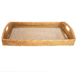 Alibaba Top Seller Bandeja de ratán de forma redondeada con asas de ratán Bandeja organizadora de hogar y cocina al por mayor - Product Image 6