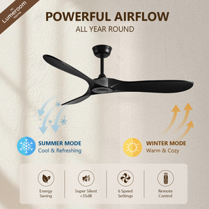 Ventilador de Techo Negro de 42 Pulgadas con 3 Aspas, Sin Luz, con Control Remoto, Motor DC Reversible Silencioso para Dormitorio y Sala de Estar - Product Image 2