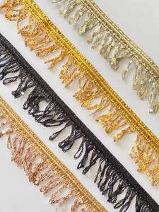 Garniture à franges en polyester 100% décorative pour textiles de maison, rideaux et accessoires de meubles de canapé, taille 10 cm - Product Image 4