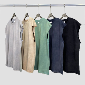 Logotipo personalizado 280gsm 100% algodón transpirable de secado rápido gimnasio sin mangas camiseta ácido lavado entrenamiento músculo Stringer camiseta sin mangas hombres - Product Image 3