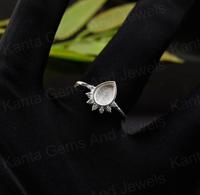 925 Sterling Silber 8x6mm Birnenförmiger Blanko-Fassungsringschachtel für Damen, umweltfreundlicher, handgefertigter Erinnerungsring mit Harz und Zirkonia für Asche
