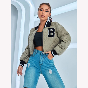 Best Quality Custom <b>Wool</b> Women's Varsity Jackets Casual Baseball <b>Quilted</b> Style Breathable Letterman Varsity Jacket Plain Dyed - Product Image 1