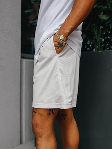 กางเกงขาสั้นผ้าโพลีเอสเตอร์สำหรับผู้ชายกางเกงขาสั้นสองชั้นกางเกงขาสั้นยางยืดเอวสูงแนวสตรีท - Product Image 3