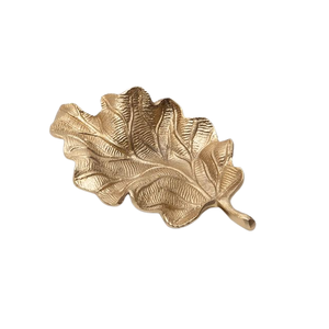 Bandeja de metal moderna chapada en oro con forma de hoja hecha de aluminio personalizado de la mejor calidad - Product Image 5