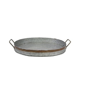 High Selling Home Kitchen <b>Supplies</b> Wooden Handle Rectangular Galvanized Serving Tray <b>Hotels</b> <b>Restaurants</b> Serving Tray - Product Image 3