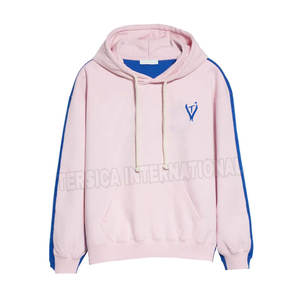 Sudaderas con capucha informales de moda de talla grande para hombre de dos tonos con logotipo personalizado, sudaderas tejidas con técnica lavada en blanco con patrón sólido - Product Image 1