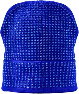Gorro de invierno de punto interior con forro de satén sedoso de estilo desgastado, gorro de diamantes de imitación con parche de etiqueta tejida con logotipo personalizado - Product Image 5