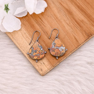 Malinga Jasper พลอยทองเหลืองห้อยต่างหูทำด้วยมือเครื่องประดับ Boho สีดำ ruthenium ครบรอบวันเกิดของขวัญสำหรับงานแต่งงาน - Product Image 5