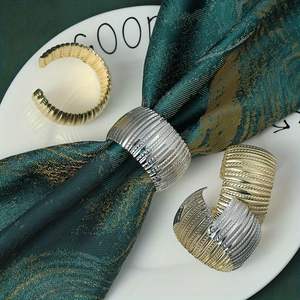Anillos de Servilleta con Textura Acanalada Clásica y Elegante, Juego de Porta Servilletas para Bodas Modernas de Lujo, Accesorios para Mesa de Comedor de Restaurante - Product Image 3