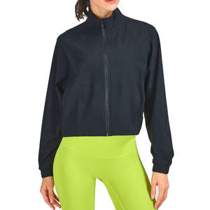 Women Yoga <b>Jacket</b> Crop Zip Up Stretch Breathable Quick Dry Sportswear - Product Image 1