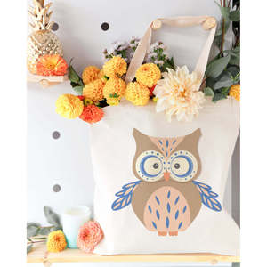 Owl Cotton Canvas Tote Bag Eco-Friendly Medium Size Ribbon Zipper Customizable Printing for Daily Use Advertising Travel Gifts - Product Image 3