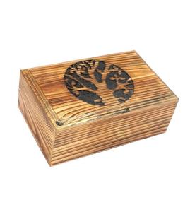 Antique Torched Wooden <b>Box</b> Funeral Cremation Urns <b>for</b> Human <b>Ashes</b> Adult Large - Pinewood (250 Cubic Inches Tree of Life-2) - Product Image 3