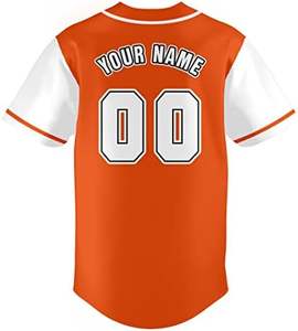 Maillot de baseball orange personnalisable-Uniforme de sport boutonné avec nom et numéro pour hommes et femmes à prix compétitif - Product Image 5