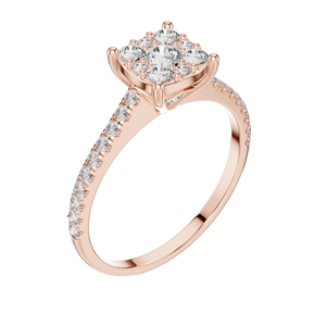 Bague de fiançailles halo en diamant de laboratoire de 0,616 carats pour femme, clarté VVS-VS EF, or 18 carats, 14 carats, 10 carats et argent 925, rose - Product Image 5